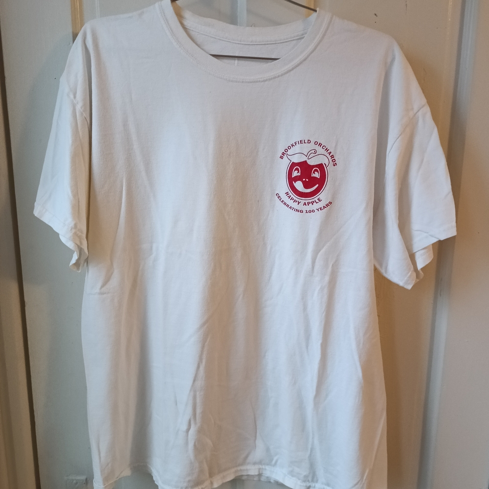 White Short Sleeve Tee with Red Logo